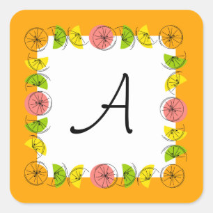 Carré autocollant Citrus Carré Orange Monogram