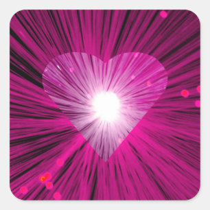 Carré autocollant Coeur rose