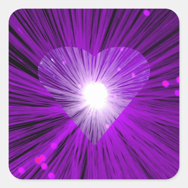 Carré autocollant de coeur violet (Devant)