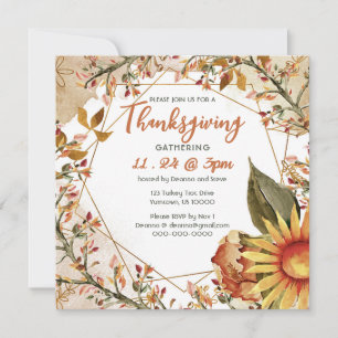 Carré Automne Sunflower Thanksgiving Invitation