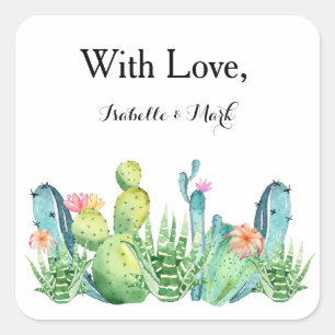 Carré Avec Amour Boho Cactus Enveloppe Enveloppe Sticker