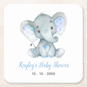 Carré Baby shower éléphant Dessous de verre personnalisé