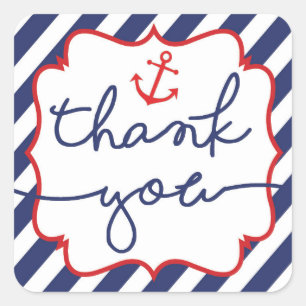 Carré Baby shower Merci nautique Ancre Sticker