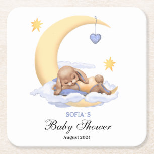 Carré Baby shower papier dessous de verre un mignon lapi
