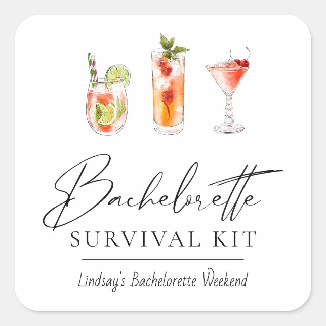 Carré Bachelorette Kit de survie Sticker rectangulaire (Devant)