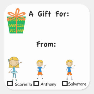 Carré Balise Cadeau Adorable Avec Sticker Noms Enfants