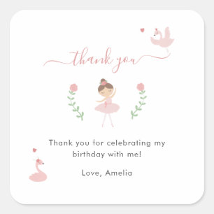 Carré Ballerina rose Merci Favor Sticker
