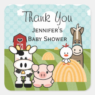Carré Barnyard Farm Animal Party Favoriser Sticker Étiqu
