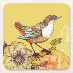Carré Beau Dessous de verre aux oiseaux