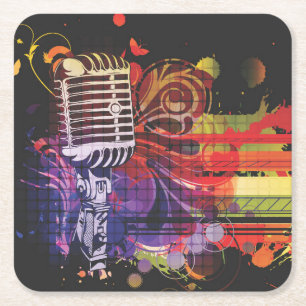 Carré Beau Dessous de verre de microphone
