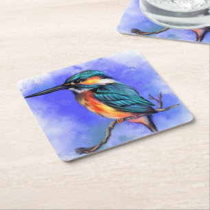 Carré Beau Dessous de verre en papier Kingfisher