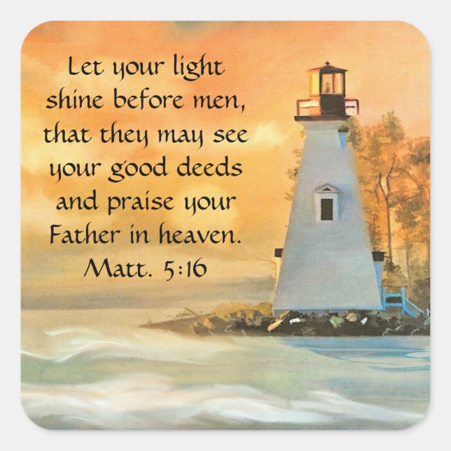 Carré Beau phare Bible Verse Sticker (Devant)