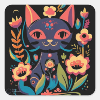 Carré Beau Sticker Chat Noir