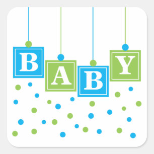 Carré BÉBÉ Blocks Blue Green Boy Sticker