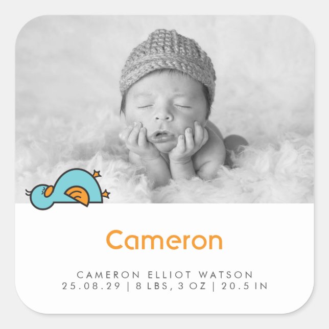 Carré Bébé Canard Photo Boy Sticker (Devant)