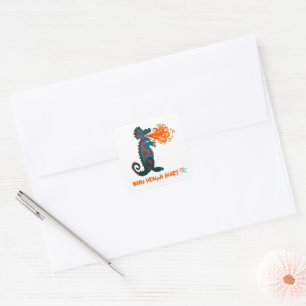 Carré Bébé Dragon Coeur Sticker