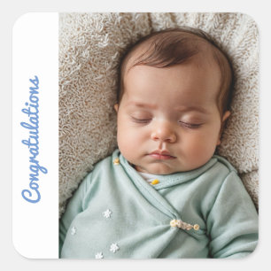 Carré bébé garçon félicitations Sticker naissance