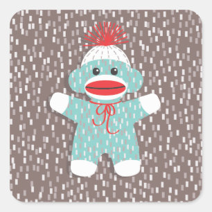 Carré Bébé Sock Sticker Singe