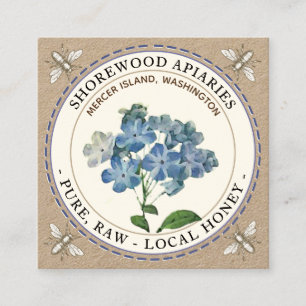 Carré Bees Bleu Fleur été Miel Kraft Carte de visite
