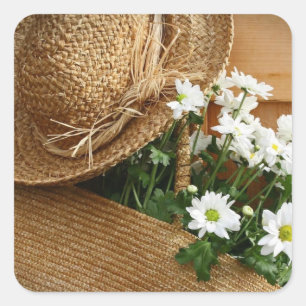Carré BEL CASQUETTE DROIT AVEC Sticker DAISIES