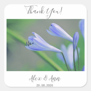 Carré Belle Bleue Fleurs Mariage Favor Sticker