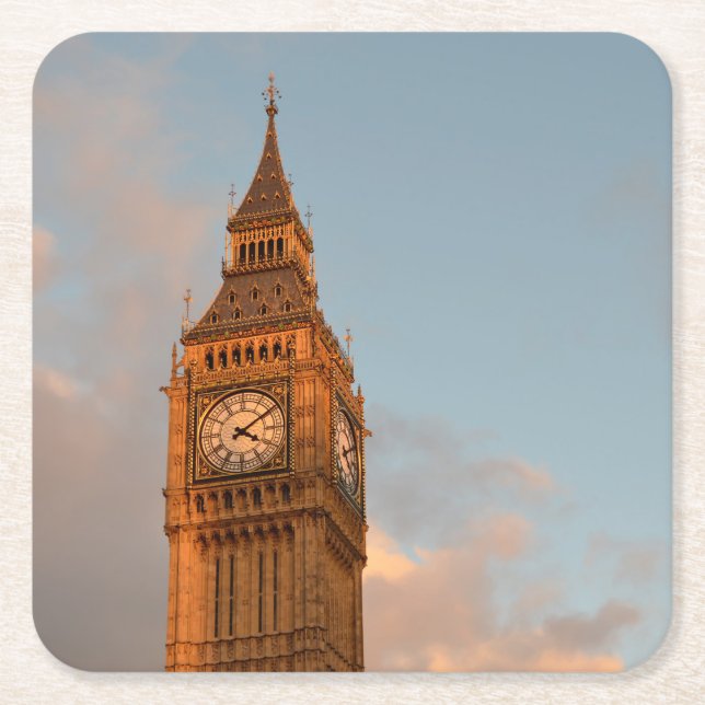 Carré Big Ben dans des dessous de verre de Londres (Devant)