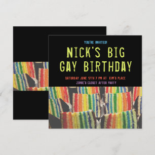 Carré Big Gay Birthday Rainbow Cake Invitation