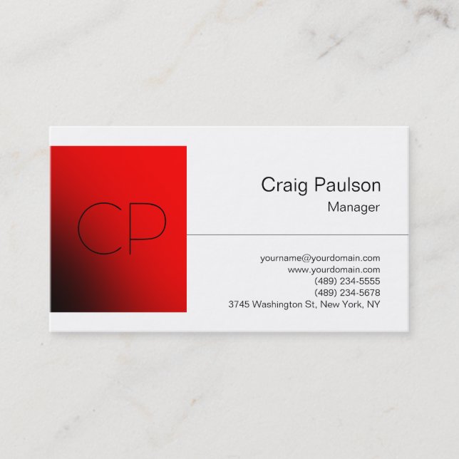 Carré blanc Chic Carte de visite Monogram (Devant)