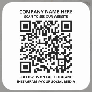 Carré Blancs promotionnels QR Code Moderne Sticker d'ent