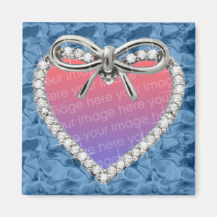 Carré Bleu Diamant Coeur Cadran Magnet