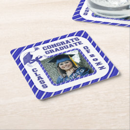 Carré Bleu Graduation Dessous de verre de fête scolaire