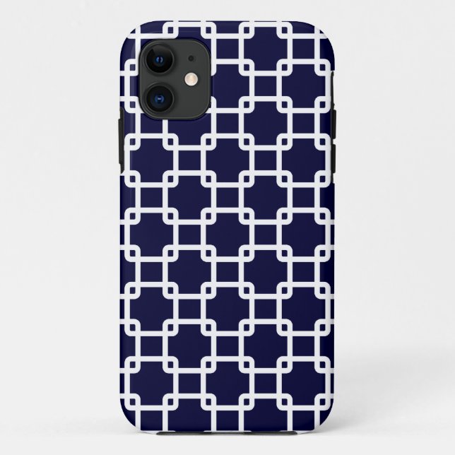 Carré bleu marine Lien Motif iPhone 5 Coque (Dos)