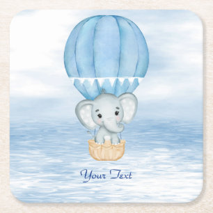 Carré Blue Elephant Hot Air Ballons Dessous de verre pap