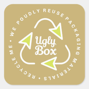 Carré Boîte moche Sticker emballage Recyclé Brown & chau