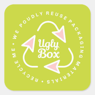 Carré Boîte moche Sticker Recyclé emballage chaux et ros