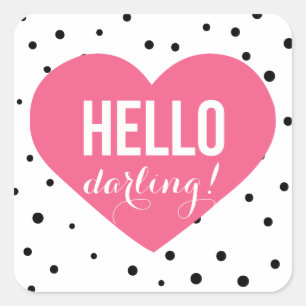 Carré Bonjour Coeur Chéri   Sticker Pois