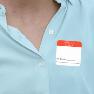 Carré Bonjour Nom Balise Sticker Badge Funny Party