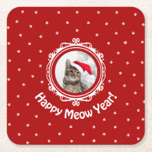 'Bonne Année Meow ! ' Dessous de verre en papier d