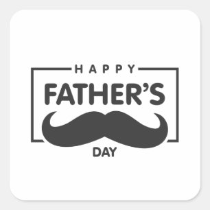 Carré Bonne Fête des pères Moustache   Sticker