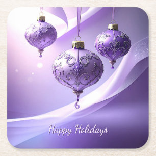 Carré Boule de Noël violette dessous de verre en papier 