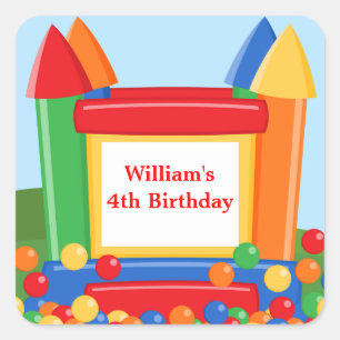 Carré Bounce House Anniversaire Sticker