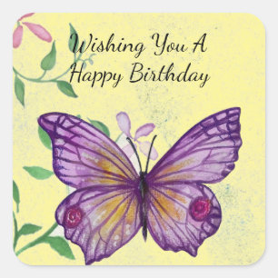 Carré Bouton d'anniversaire heureux Sticker