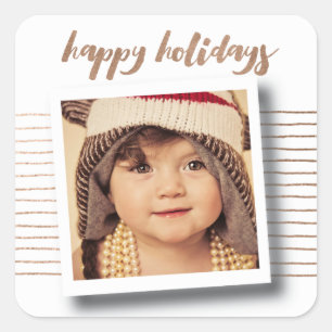 Carré Bronze Joyeuses Fêtes de Noël Sticker Photo