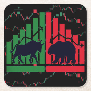 Carré Bull vs Bear Trading Dessous de verre Stock marché