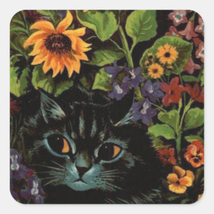 Carré Cachet en fleurs de Louis Wain Sticker Sheet
