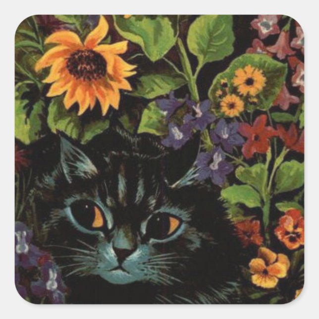 Carré Cachet en fleurs de Louis Wain Sticker Sheet (Devant)