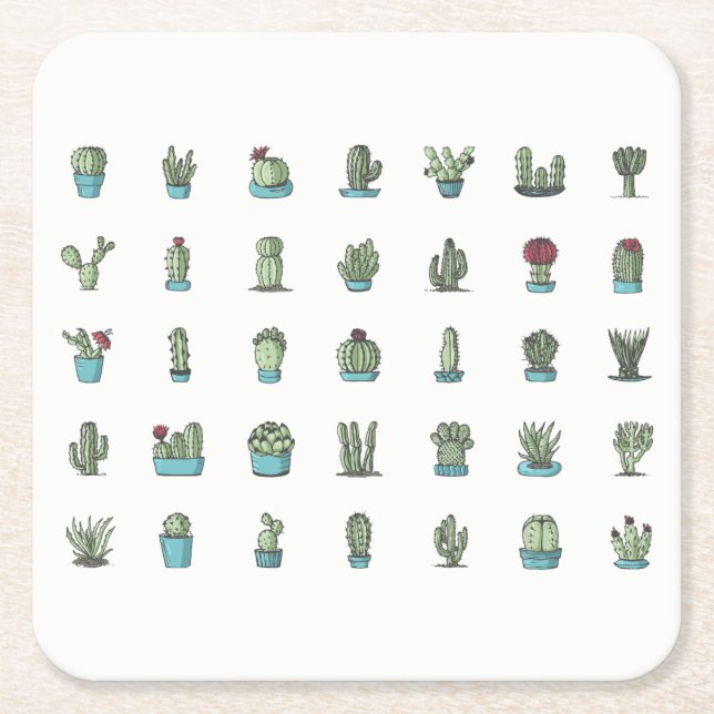 Carré Cactus et dessous de verre de Succulents (Devant)