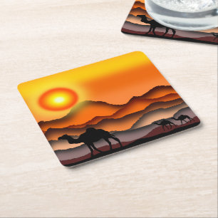 Carré Camions Dans Le Dessous de verre De Papier Sunset