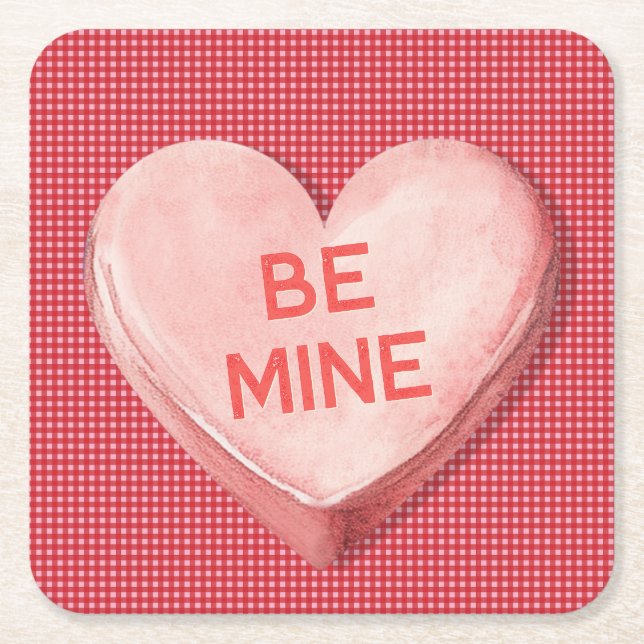 Carré Candy Heart Valentine Dessous de verre papier (Devant)
