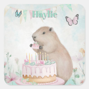 Carré Capybara Cakefest Enfants Sticker Parti Vert Perso